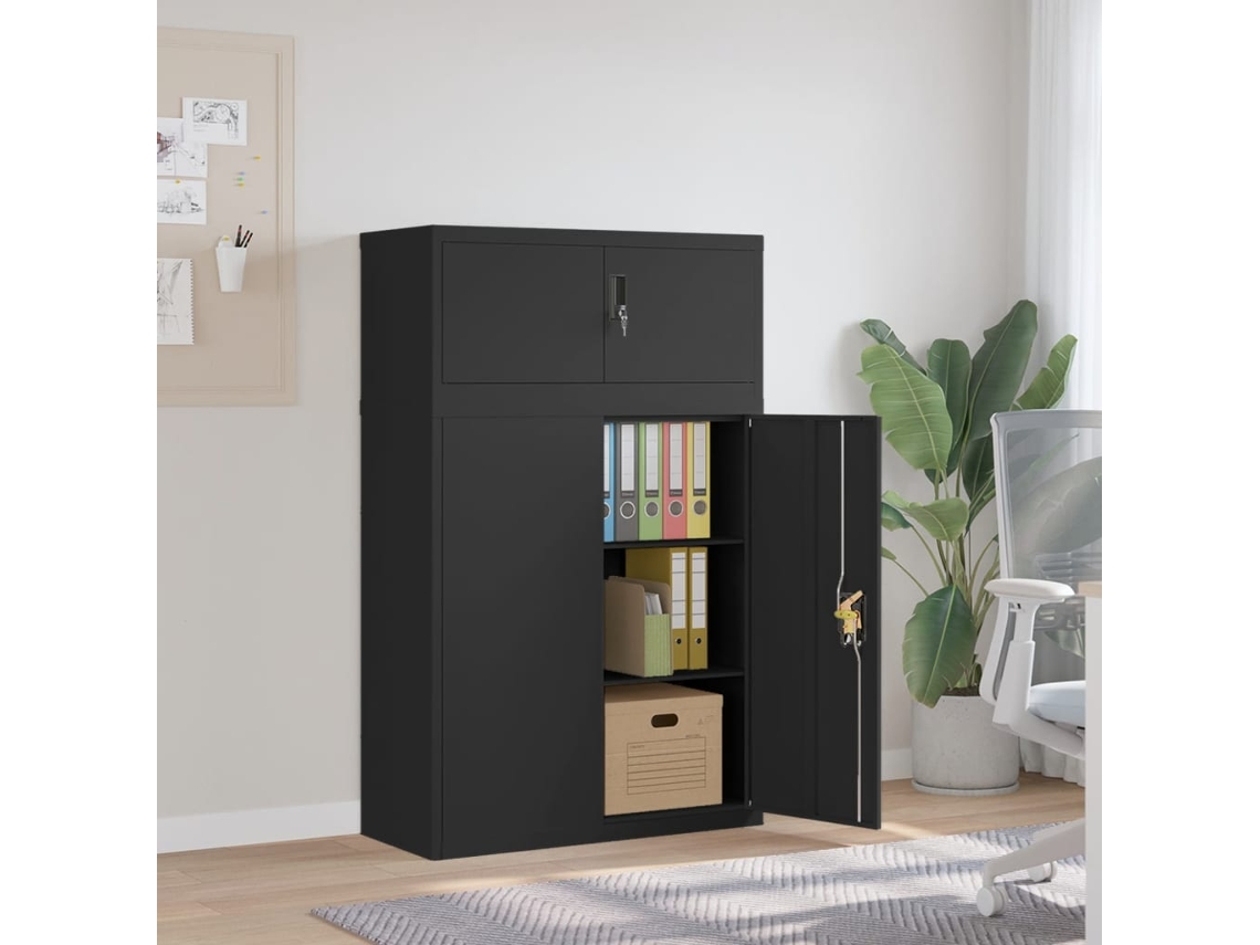 Vidaxl Arquivador 90x40x145 Cm Aço Preto