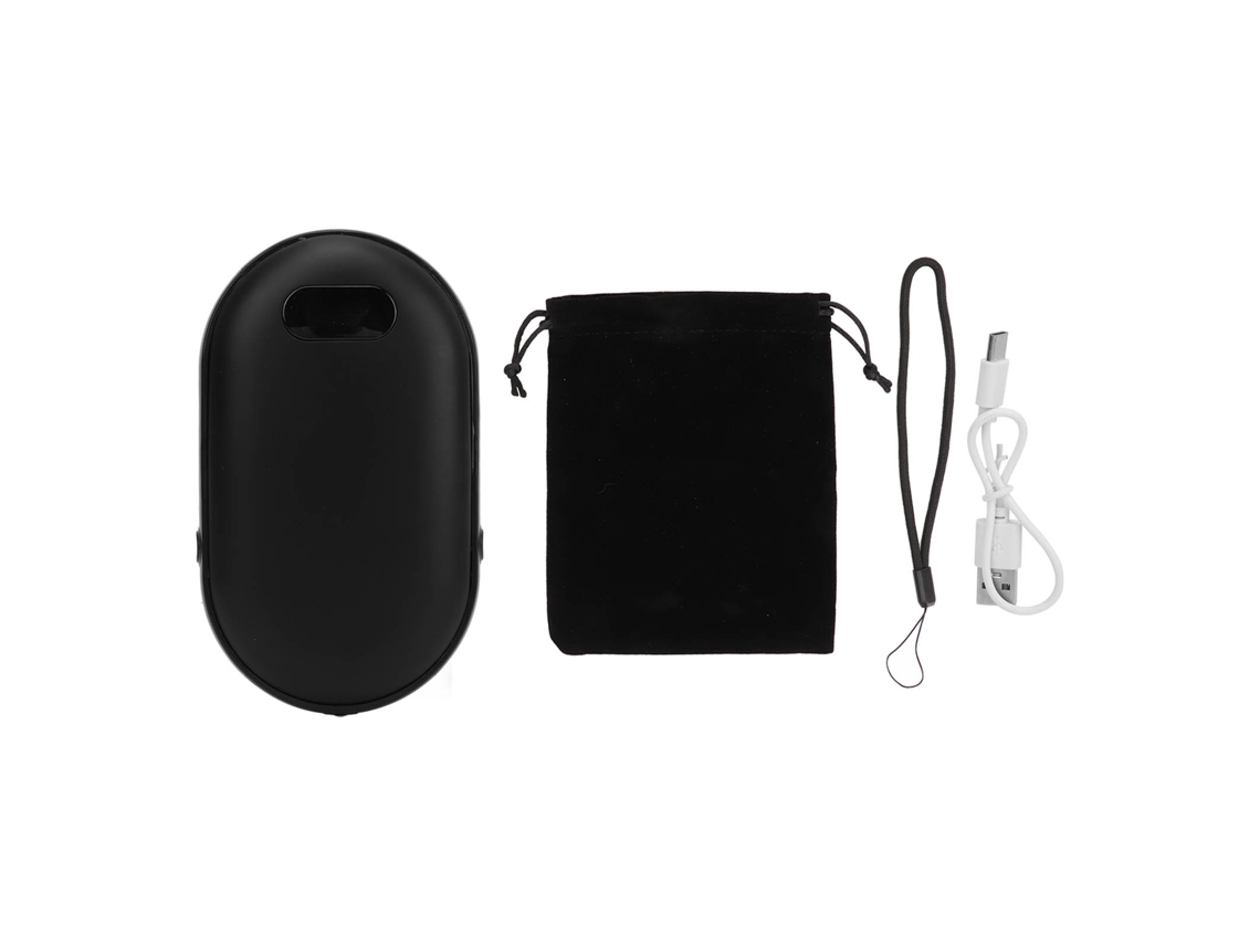 Aquecedor de Mãos Power Bank Usb Recarregável Lcd Preto