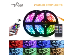 2026 tomshine 5050rgb 300leds Luz de Tira com Controle Ir 10m Luz Cinta Rgb Mudança de Cor Sincronização Música Microfone Integrado