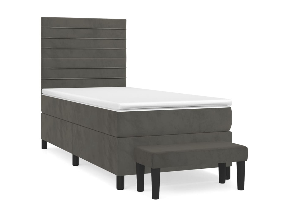 Cama com Molas/colchão 90x190 Cm Veludo Cinza escuro MAISON EXCLUSIVE