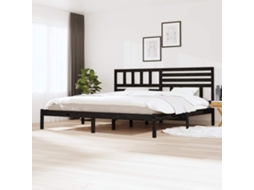 Vidaxl Estrutura De Cama 200x200 Cm Pinho Maciço Preto