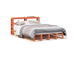 Cama Sem Colchão 140x190 Cm Pinho Maciço Castanho mel MAISON EXCLUSIVE