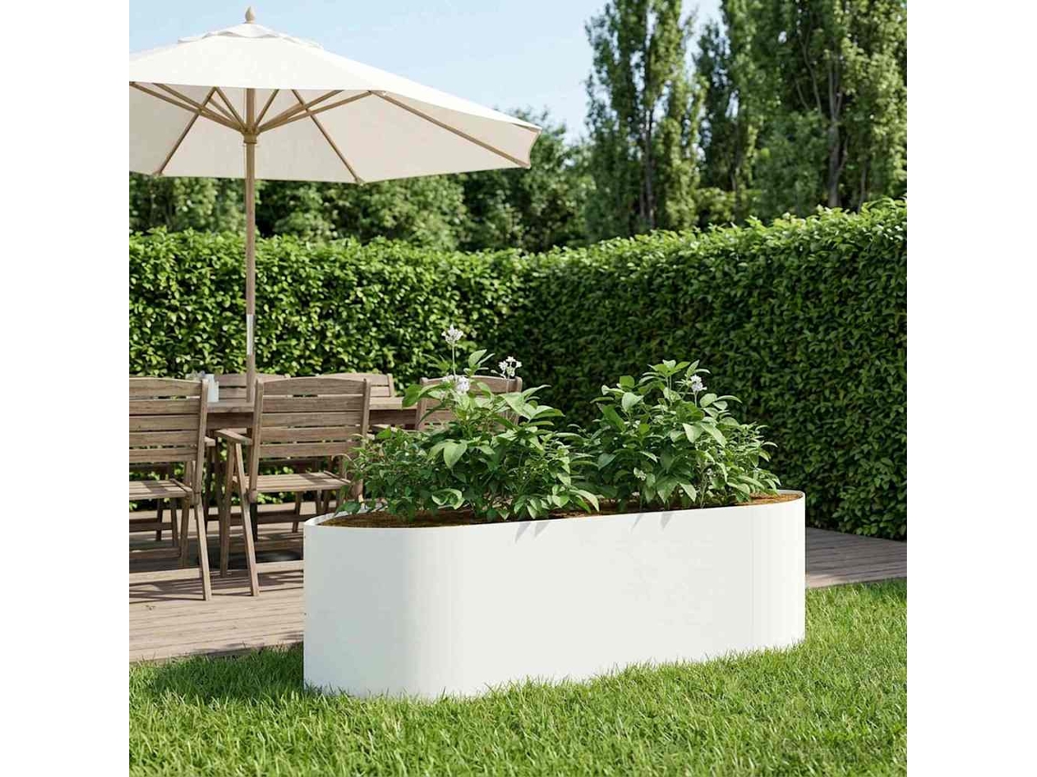 Vidaxl Cama De Jardim Elevada Branco 140 X 40 X 40 Cm Aço