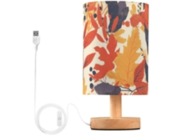 Luminária de mesa portátil com estampa moderna de folhas coloridas, luz noturna para espaços pequenos, luminária elegante.