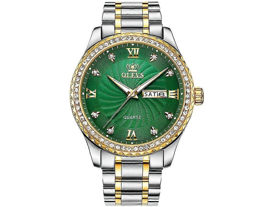 Relógio masculino Olevs 5565 de quartzo à prova d'água com pulseira de aço inoxidável e diamante Hengrongshen