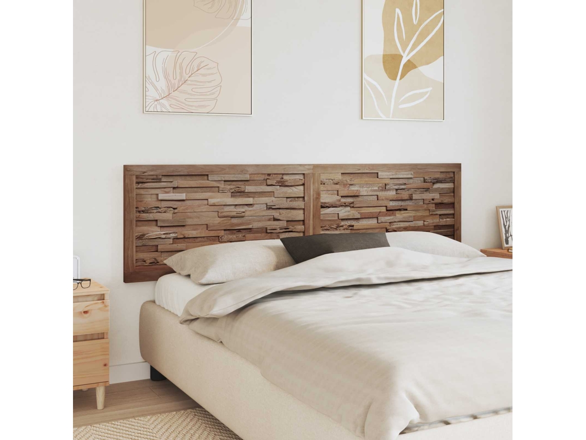 Vidaxl Cabeceira De Cama Natural Madeira De Teca Sólida