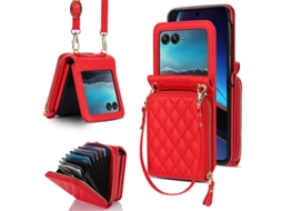 Capa De Celular Dobrável Com Tela E Porta-cartões Transversalvermelho - Oppo Find 3 Fliphone