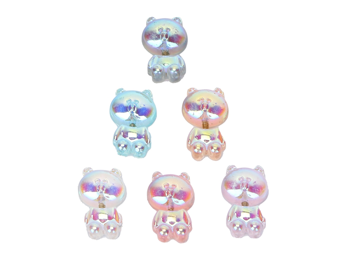 6pcs Decoração De Unhas Com Urso 3d Fofo Acessórios De Unhas Para Manicure Diy