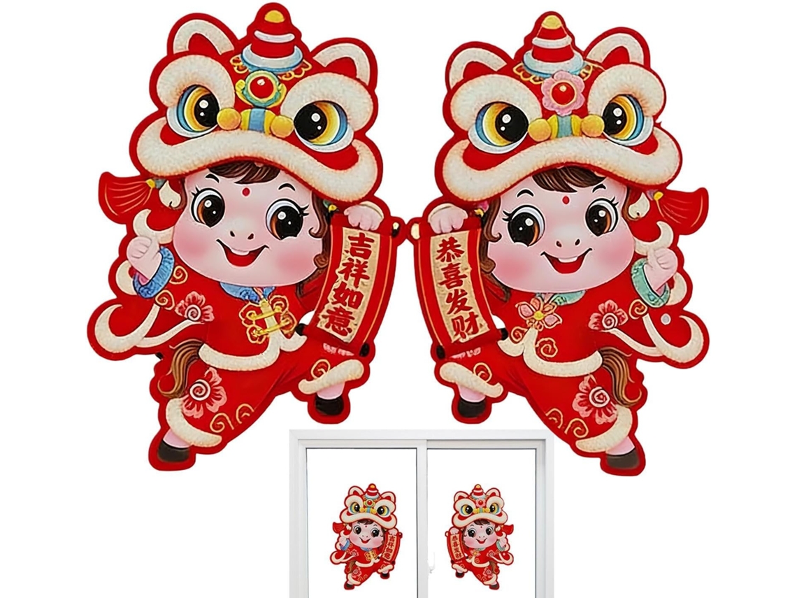 Adesivos Chinês 2 Peças Decalque 3d Cavalo Aveludados Porta Parede Festa Armário Estar Quarto Comemoração Ano GOKOCO