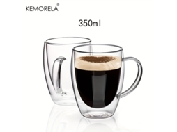Canecas de Café de Vidro Isolante de Parede Dupla com Alças, 350 Ml, Transparentes MDUG (2 Unidades)