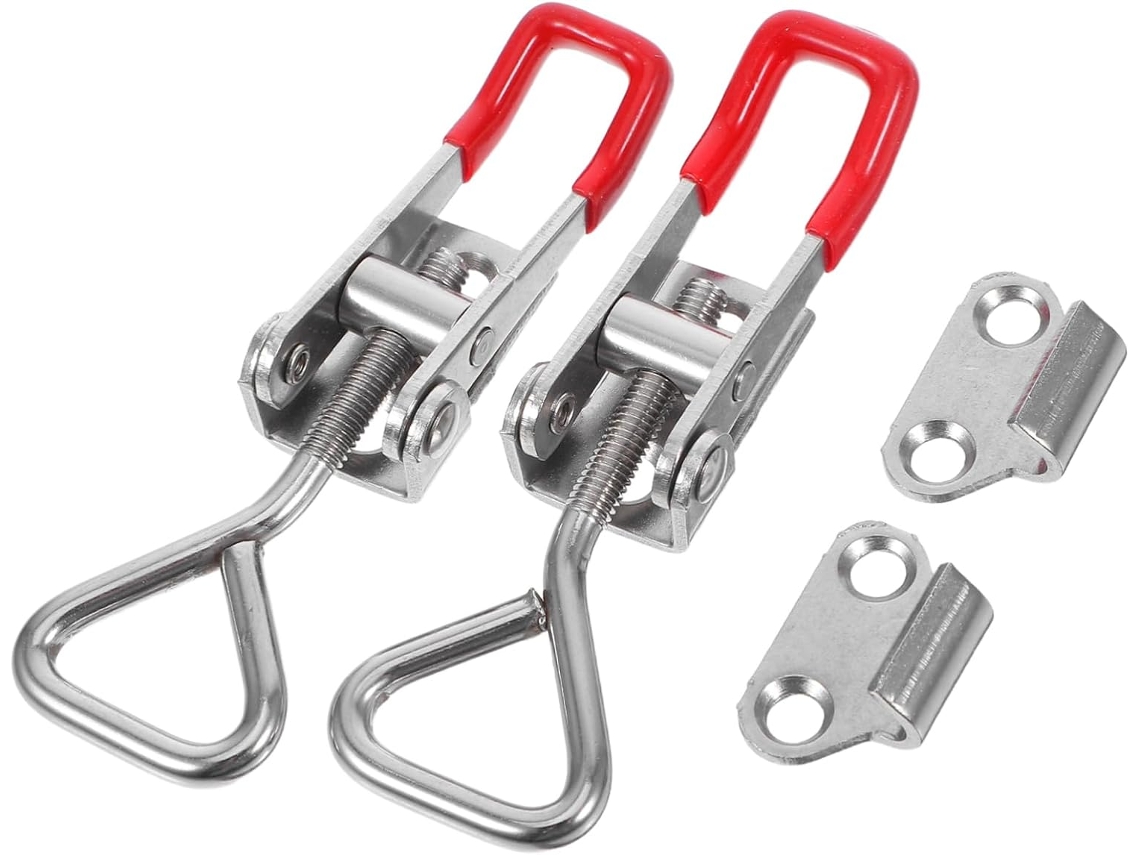 Conjunto De 2-travas Aço Inoxidável Ajustáveis Com Fecho Segurança Reforçado Portas Caixas Ferramentas