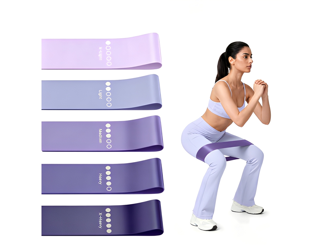 Elásticos De Resistência Loop Treino Pernas E Braços 5 Níveis Com Bolsa - Roxo - Eifson