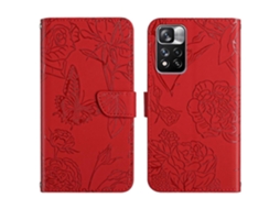Capa De Celular Em Couro Sintético Com Textura De Borboleta E Peônia, Para Xiaomi Redmi Note 11 Pro (versão Estrangeira).
