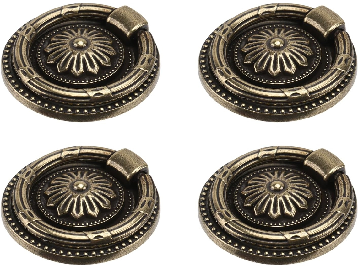 Conjunto De 4 Puxadores Gaveta Em Liga Zinco Ifundom Para Estilo Vintage Antigo, Práticos E Fáceis De Instalar Para