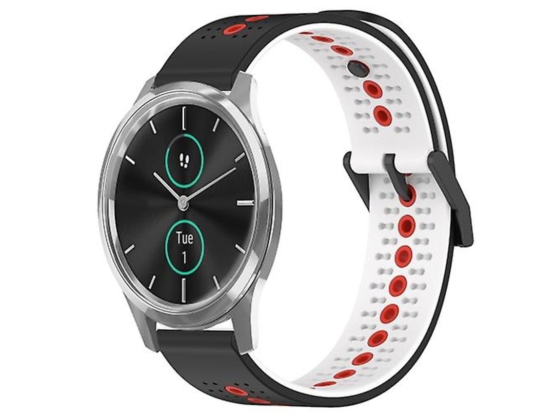 Pulseira Garminmove Luxe De 20 Mm, Silicone Respirável Tricolor, Preta, Branca E Vermelha., Acabamento Moderno