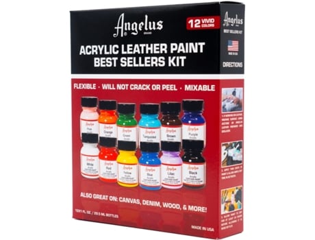 Conjunto De Pintura Em Couro Angelus Best Seller Kit 12 Cores
