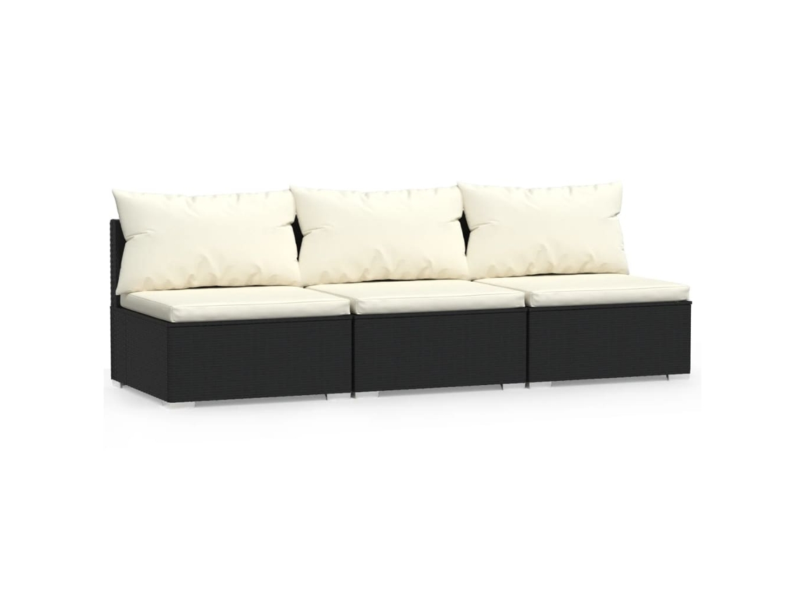 3-seater Sofa, 3-seater Sofas Vidaxl Preto Rattan / Vime (n/a)