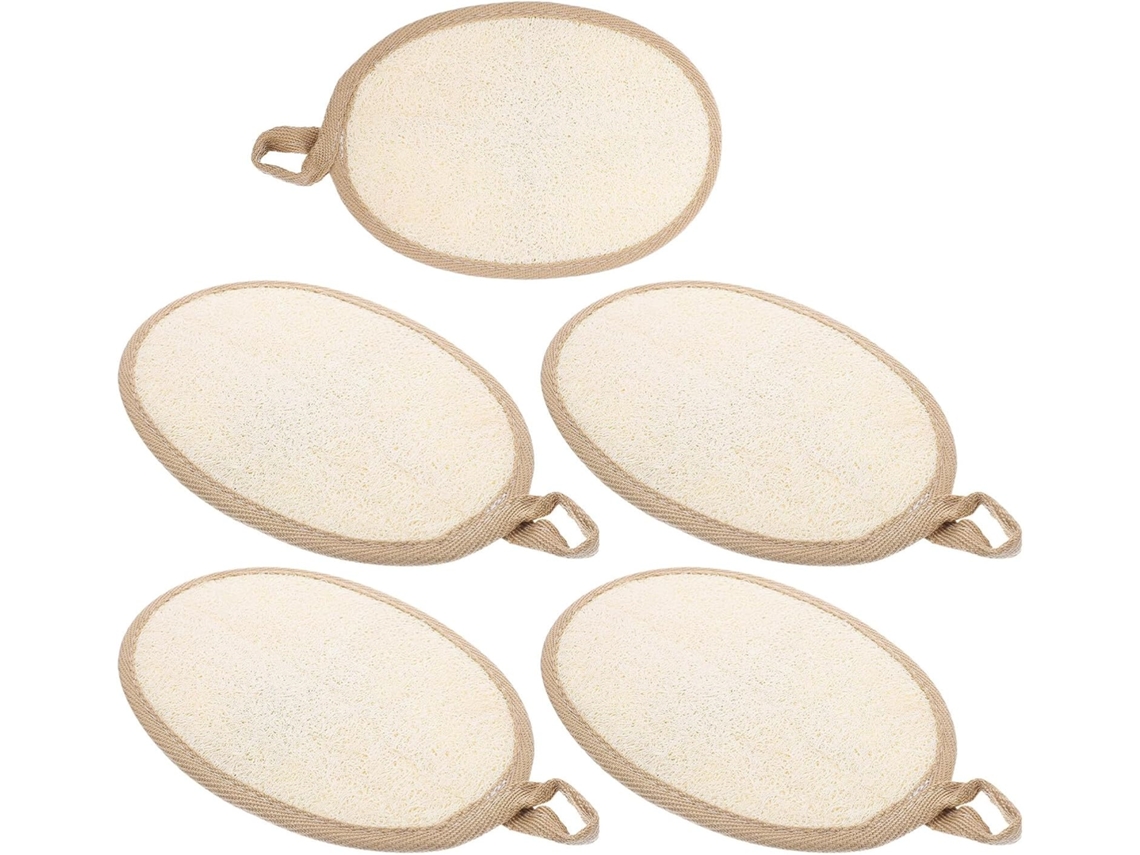 Conjunto De 5 Esponjas Bucha Esfoliantes Naturais Para O Corpo, Ideais Para Banho, Viagens E Limpeza Diária Da Pele