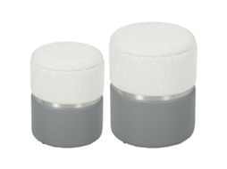 Conjunto de 2 Pufes Baú em Chenille e Pu PRIME KANG