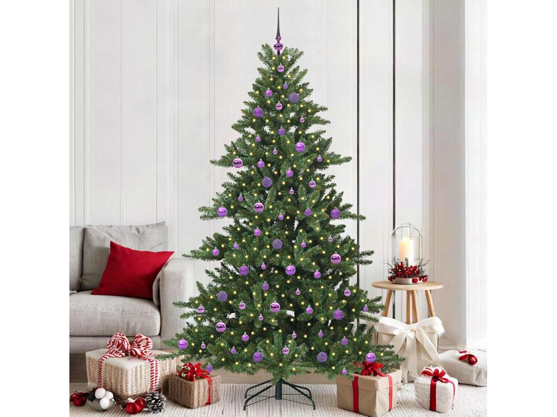 Vidaxl Árvore De Natal Articulada Artificial Verde 210 Cm Pvc E Aço