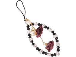 Pulseira Preta Para Celular Com Pingente De Flor Em Cor Aleatória.