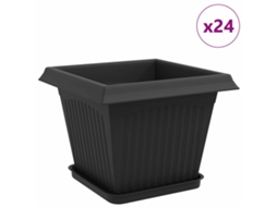 Conjunto 24 Vasos De Plantas Modernos Vidaxl Preto Plástico (28,5 X 28,5 X 22 Cm)