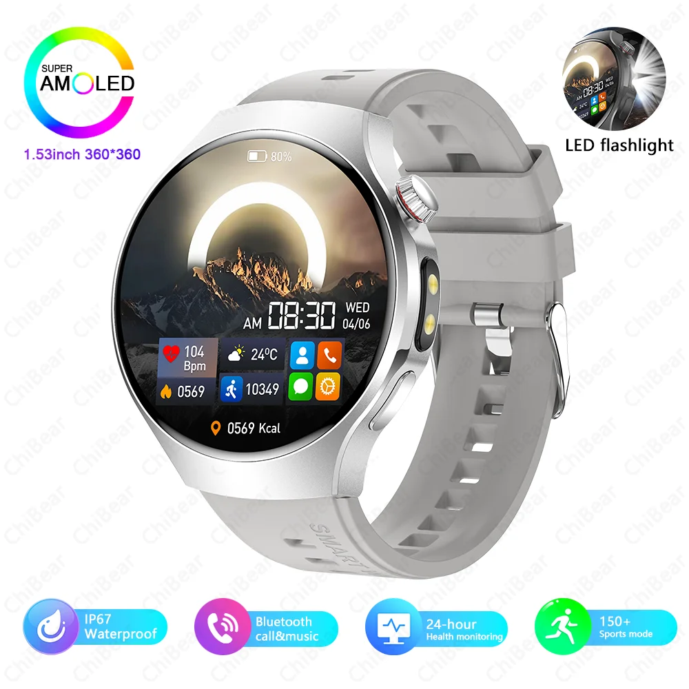 Smartwatch Masculino para Ciclismo, Corrida, Fitness, À Prova D'água, Luz Led, Chamadas Bluetooth MDUG (cinza)