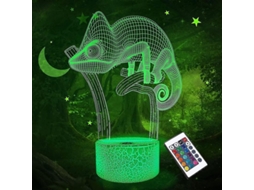 Luz Noturna Nova Line 3D Camaleão com Projeção Led Infantil com Controle Remoto