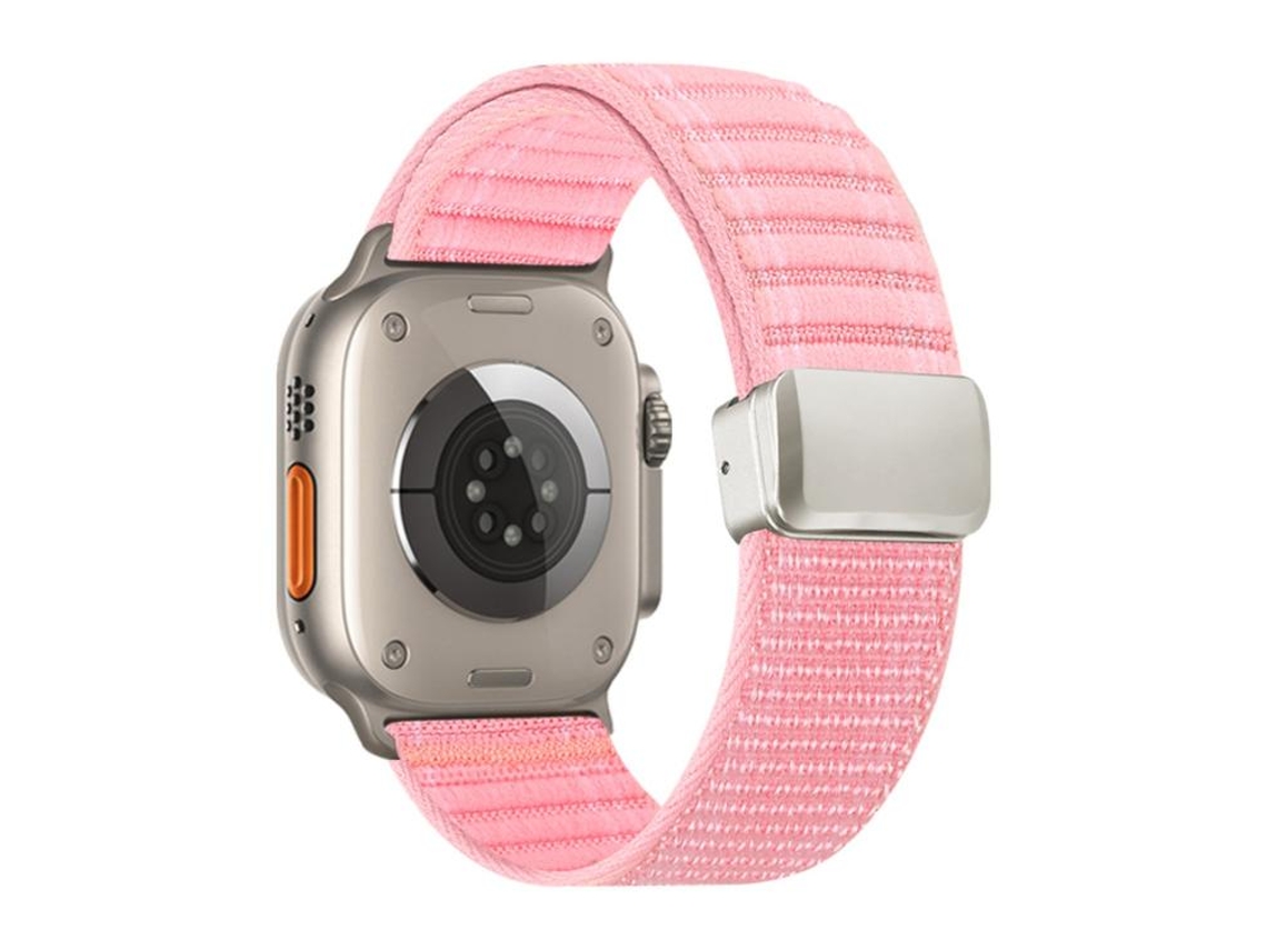 Bracelete para Apple Watch 46/49/45/44mm Nylon com Padrão Ondulado e Fecho Magnético Rosa XIAOMOYU