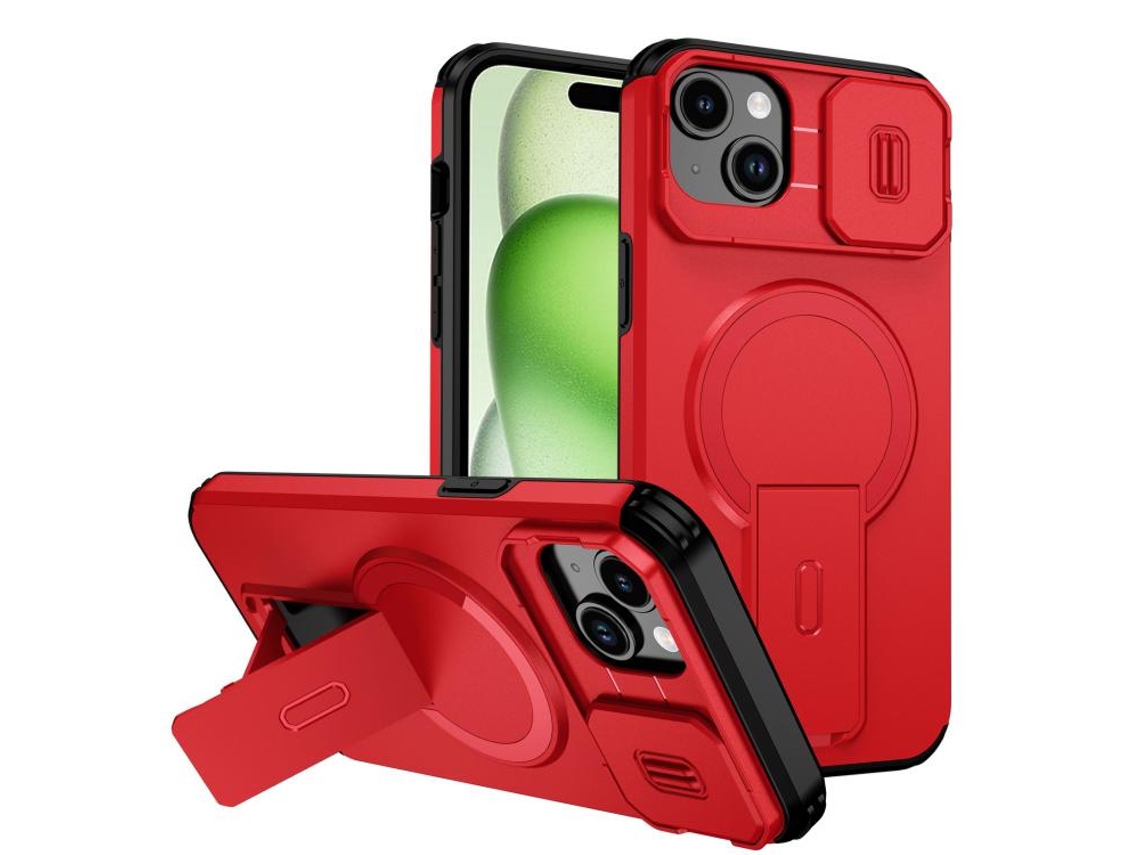 Capa Com Suporte Magsafe Para Iphone 14 Plus - Abertura Deslizante Com Proteção De Câmara