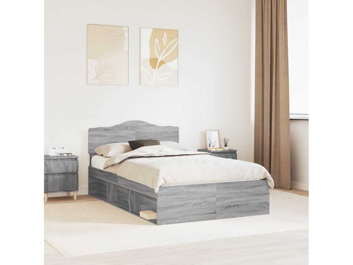 Vidaxl Estrutura Da Cama Com Cabeceira Cinza Sonoma 120 X 200 Cm
