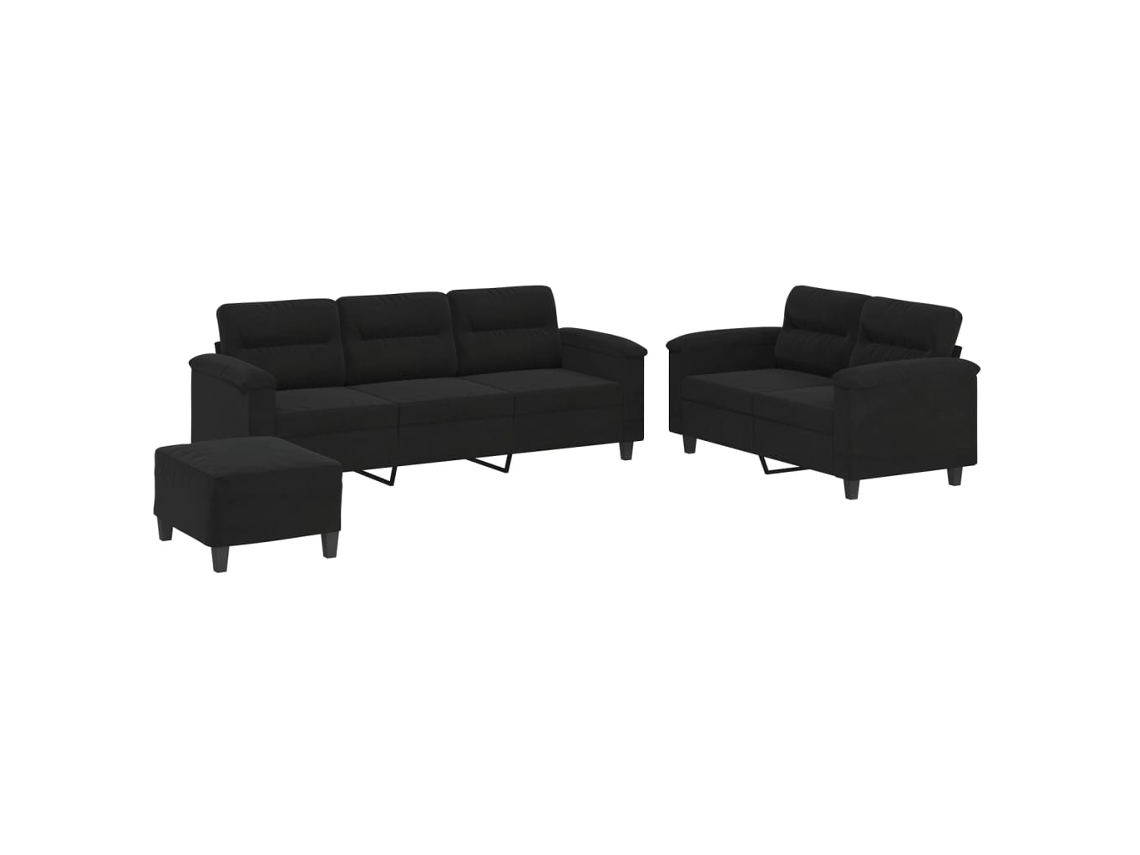 Sofa Set, Sofa Sets Vidaxl Preto Microfibra (n/a)
