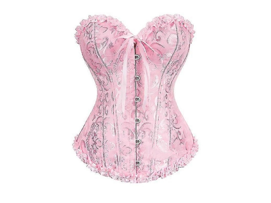 Corset Overbust Negro Para Mujer Slim Fit Com Ajuste De Cintura E Suporte De Seios Rosa Xs