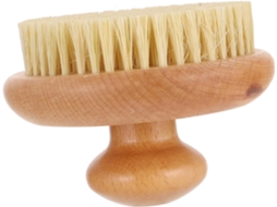 Escova Corporal Redonda De Sisal E Madeira Faia Amarela | Uso Doméstico No Banho, Portátil, Efeito Massageador