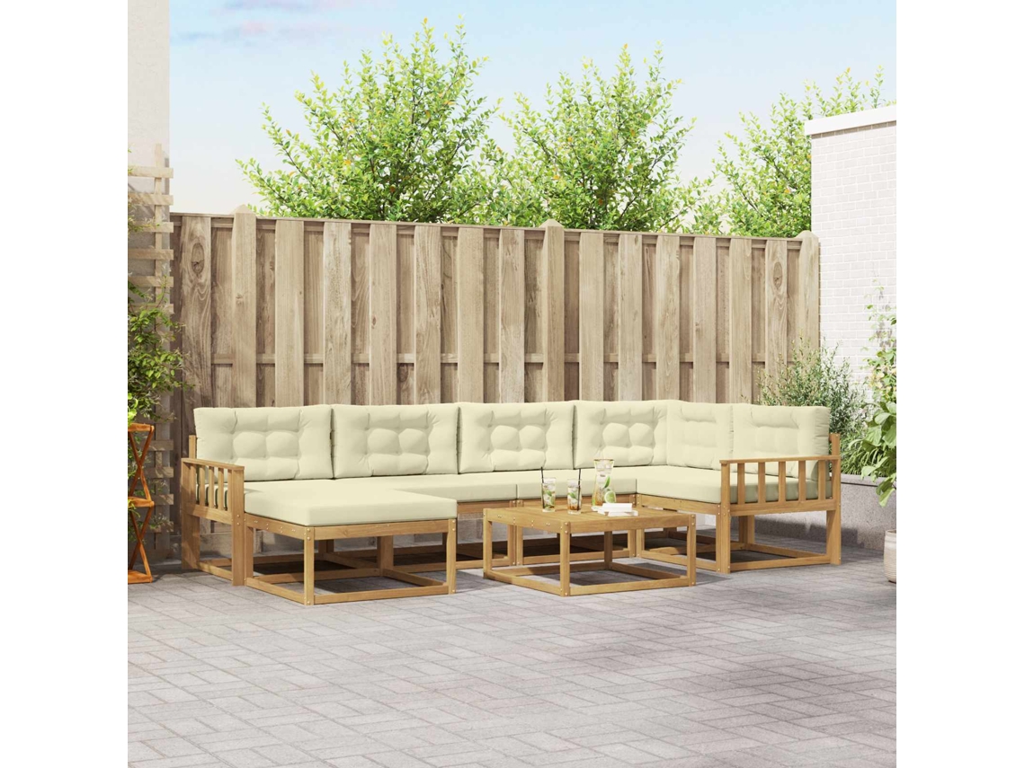 Vidaxl Conjunto De Sofás Para Exterior 7 Pcs Branco E Creme