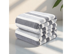 Conjunto de 2 Toalhas de Banho Extragrandes, Luxuosas, Macias e Listradas, Superabsorventes e de Secagem Rápida, Adequadas para Uso Diário AQUAFORGE
