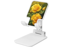 Suporte Dobrável Para Celular Com Estampa De Rosas Amarelas E Altura Ajustável Compatível Todos Os Smartphones Cor