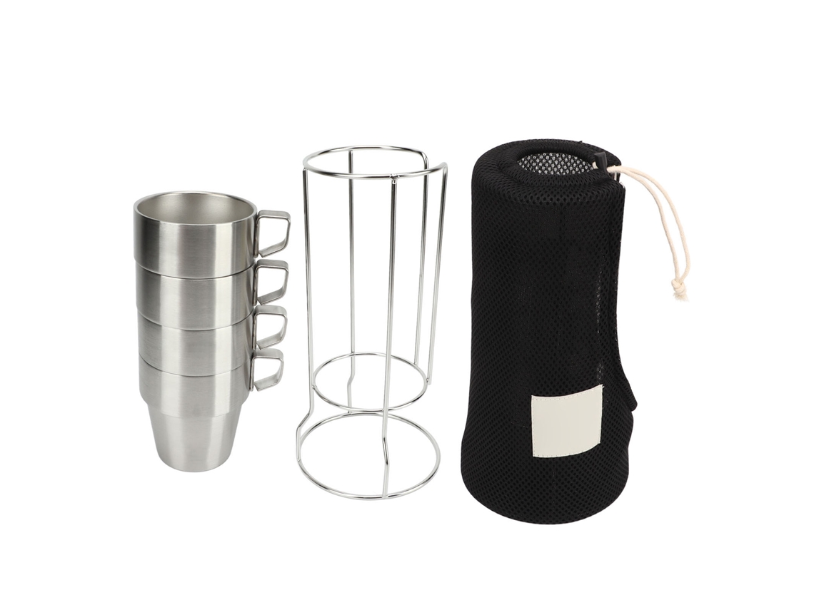 Copo Camping Inox 4 Unid Prata Stackable