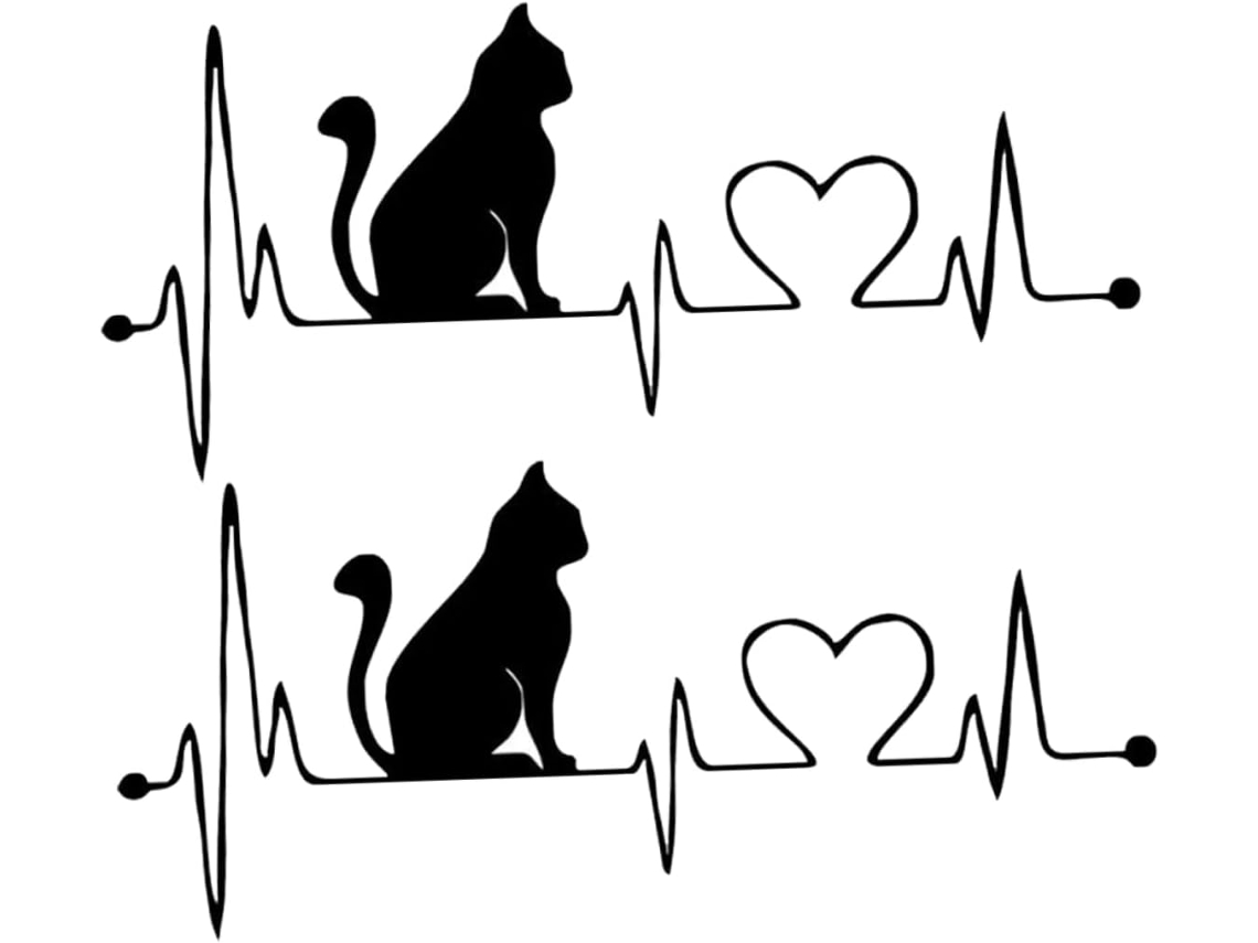 2 Adesivos Pretos De Pvc Com Gatos Para Carros, Decorativos Ou Fáceis
