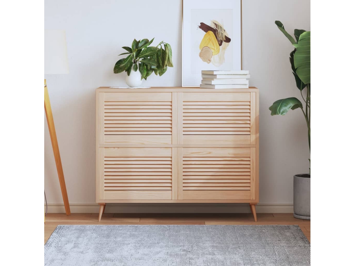 Vidaxl Portas De Armário 4 Pcs Com Design De Persiana Pinho Maciço