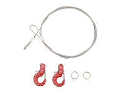 2pcs Gancho De Reboque De Metal Para Rc Em Liga De Alumínio Com Cadeia Leve Compacto Para Scx10 D90 Trx4 Vermelho