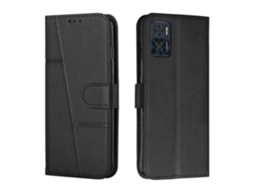 Capa De Celular Em Couro Com Textura De Bezerro E Costura Aparente Para Motorola Moto E22 / E22i