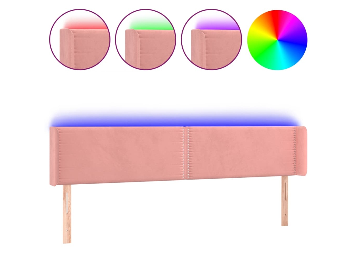 Cabeceira de cama MAISON EXCLUSIVE em veludo rosa com luzes LED (163x16x78 cm)
