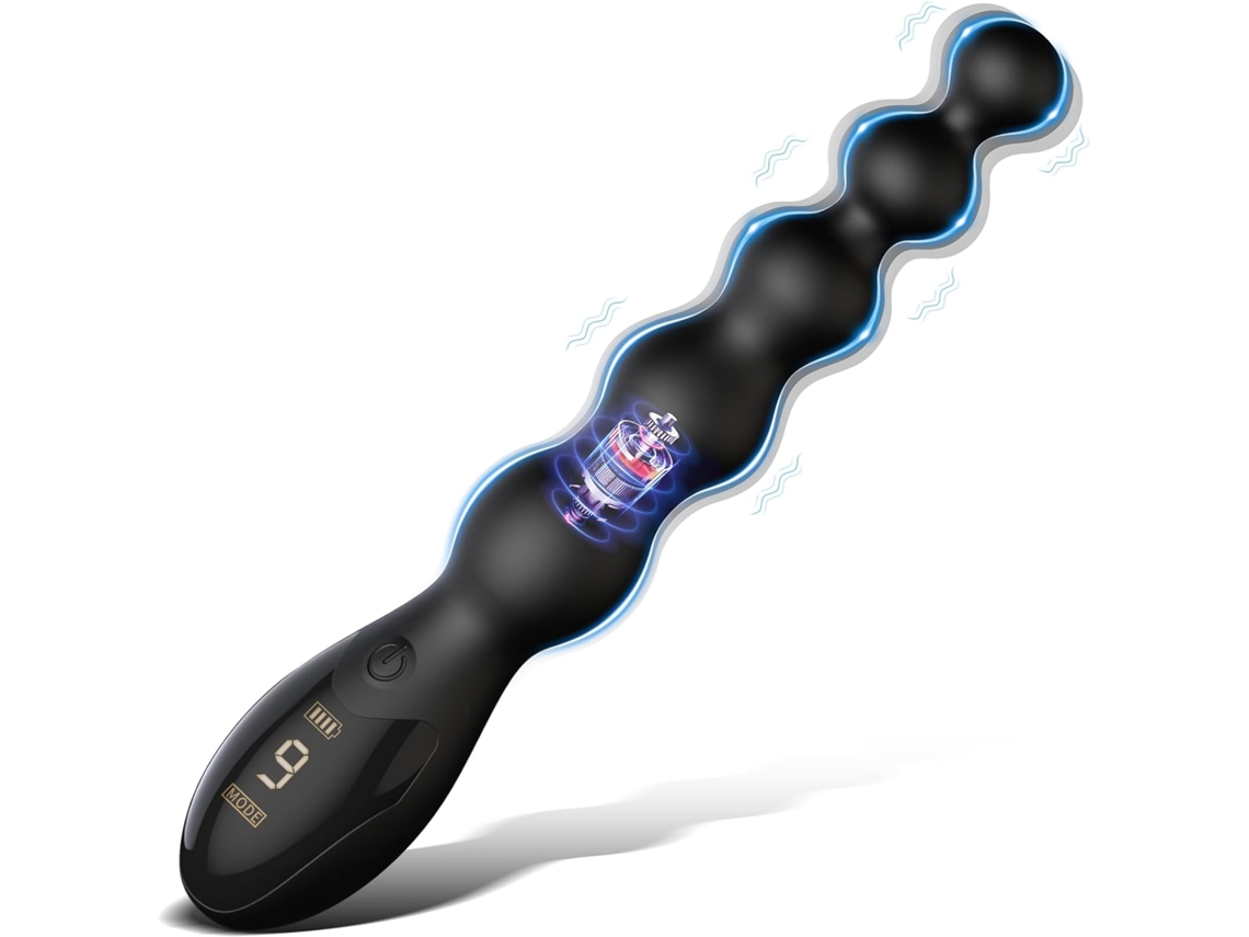 Plug Anal Masculino Com Contas Anais E 9 Vibrações, Massajador De Próstata Com Expositor, Brinquedo Anal Graduado