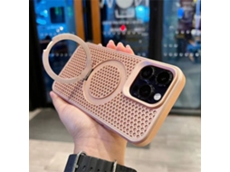 Suporte Casa Magsafe Para Iphone 14 Pro Pele Sintética Rosa