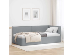 Vidaxl Estrutura De Cama De Canto Cinzento-claro 100 X 200 Cm Tecido
