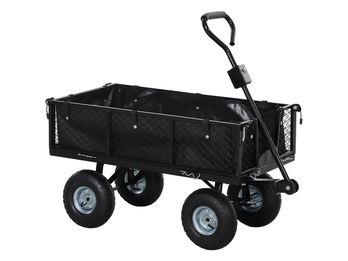 Cart Gives Garden In Steel Gives 114l With Sacca Portaoggetti Is Walls Rimovibili. 105x51x54 Cm. Black