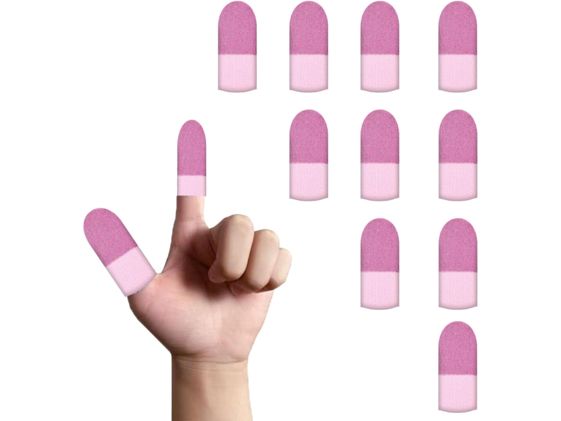 Pacote Com 10 Dedeiras De Fibra Prateada Respiráveis E Resistentes Ao Suor Para Jogos Em Dispositivos Móveis Rosa