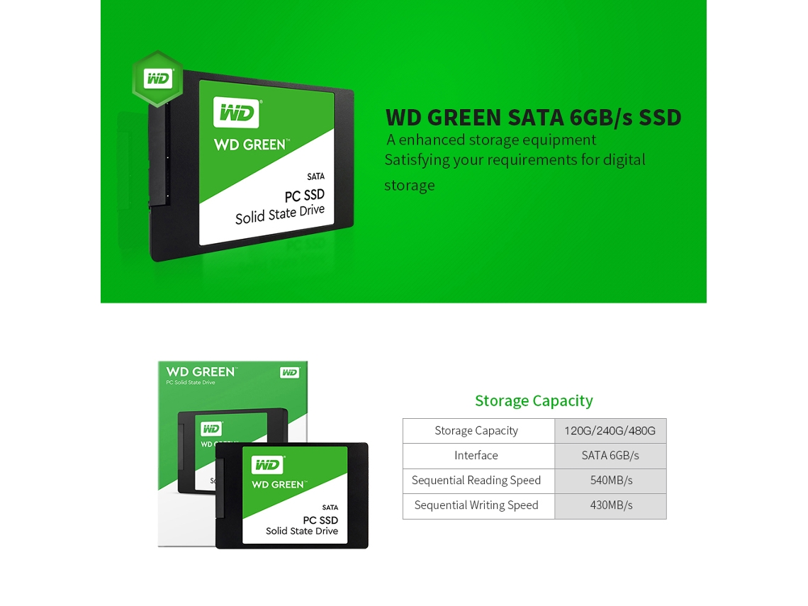 Baoj-2026novowd Green 240gb Sata Ssd 2.5 Polegadas
