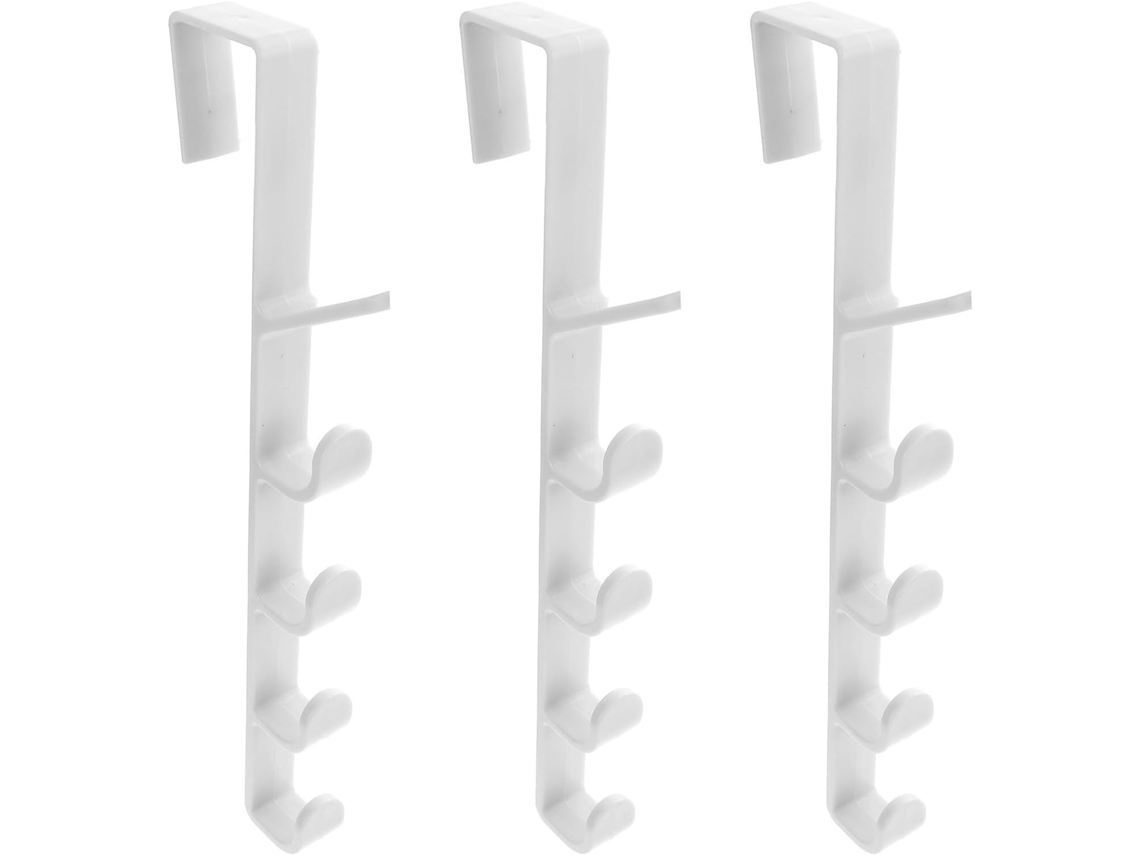 Conjunto De 3 Ganchos Para Porta, 5 Brancos Em Abs, Instalação Sem Pre